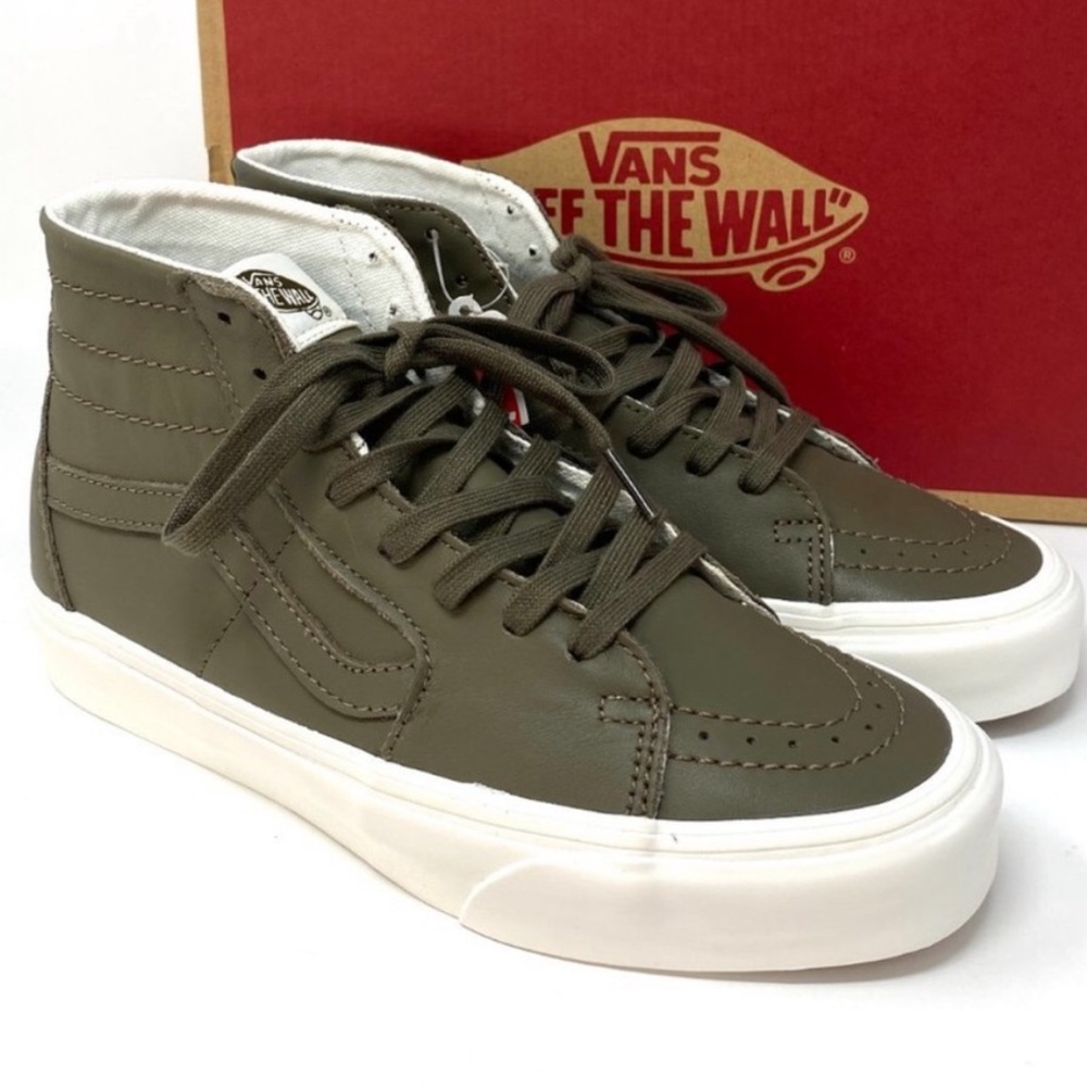 Vans Women’s Leather Olive High-Top Sneakers